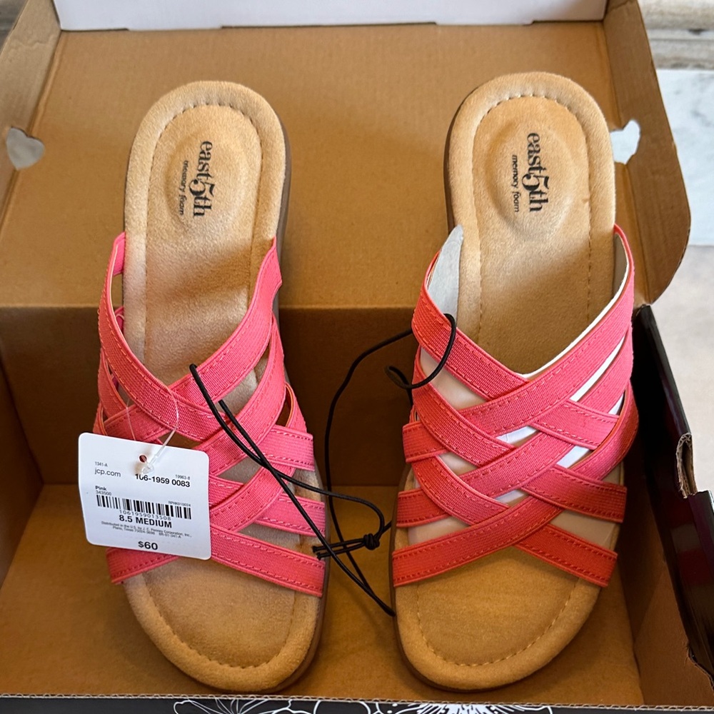 East 5th Coral Strappy Slide Sandals
